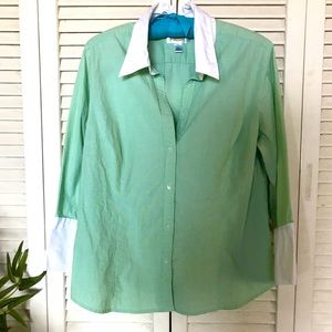 Talbots Stretch Fitted Green button-down Shirt L